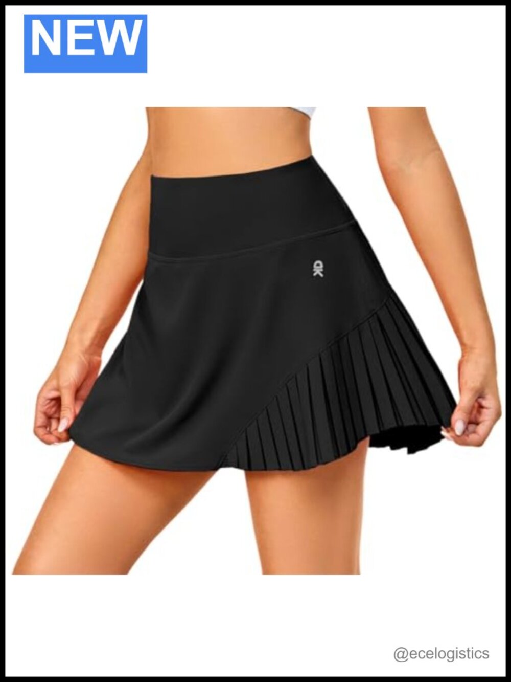 Pleated Tennis Skort with Built-in Shorts & Pockets Stretch Skirt
